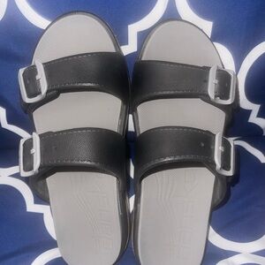 Dansko Black and Gray Women's Sandals